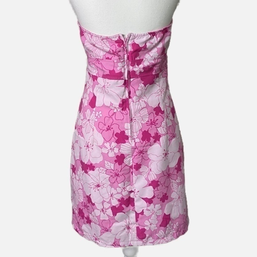 Vintage Reversible Strapless Y2K Pink Mini Dress With Floral Print - Picture 2 of 15